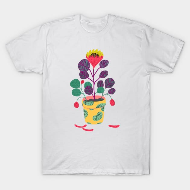 Plant with pink flower T-Shirt by ezrawsmith